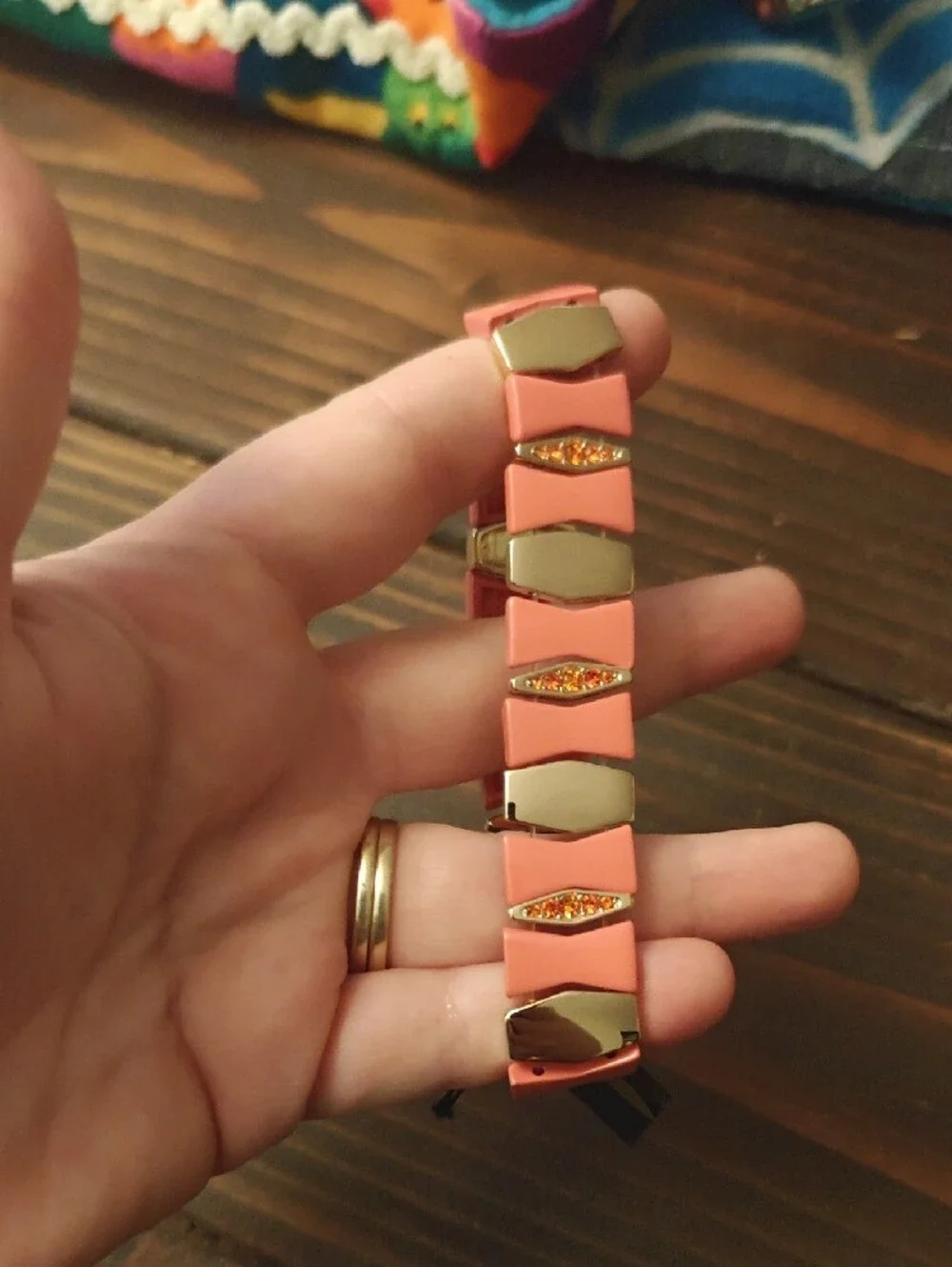 Christian Siriano Pink and Gold Link Bracelet D02 6731